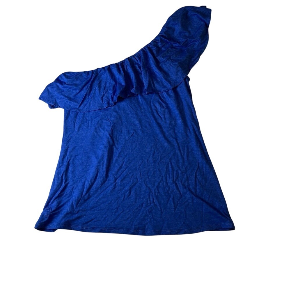 NWT Lilly Pulitzer Womens Small Vibrant Blue One Shoulder Ruffle Coastal‎ Chic